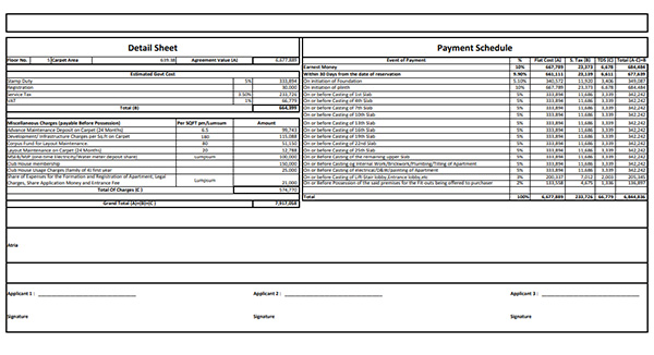 Raymond TenX Habitat Thane Costing Plan